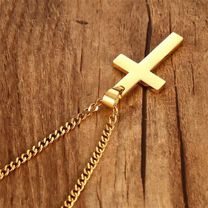 Di modo Oro <span class=keywords><strong>Argento</strong></span> Nero di Collegamento Dell'acciaio Inossidabile Della Catena Gesù Croce Pendente Della <span class=keywords><strong>Collana</strong></span> Per Gli Uomini Paio di Amico di Preghiera Gioielli - Product Image 5