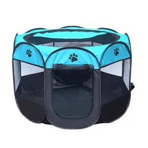 Tenda pembawa hewan peliharaan lipat portabel, kandang anjing <span class=keywords><strong>Playpen</strong></span> operasi mudah oktagon anjing berat - Product Image 1