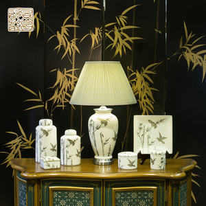 Tarro de cerámica pintado a mano de estilo chino, decoración moderna y tradicional para el hogar para uso de almacenamiento
