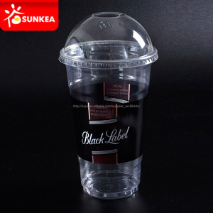 Vaso de plástico transparente desechable PP PET con cúpula y tapa plana - Product Image 5