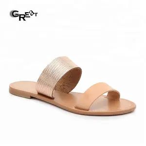 Sandalias planas sencillas para mujer, calzado con punta abierta a granel