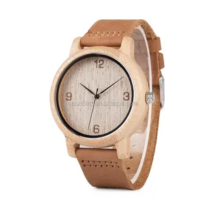 BOBO BIRD Top Selling Fashion Wrist Watch for Men Women Bamboo Wood Quartz Digital Clock with Natural Leather Band from Japan