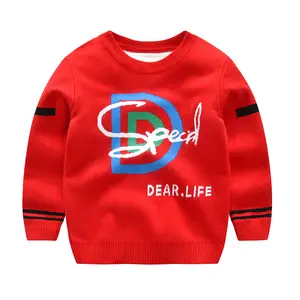 Hot selling children letter cartoon kids wholesale cotton ugly christmas knit sweater baby