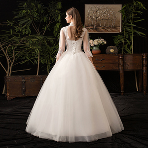 <span class=keywords><strong>Robe</strong></span> de mariée élégante et magnifique à col haut, manches longues, longueur au sol, <span class=keywords><strong>robe</strong></span> de bal, nouvelle collection 2019 - Product Image 4