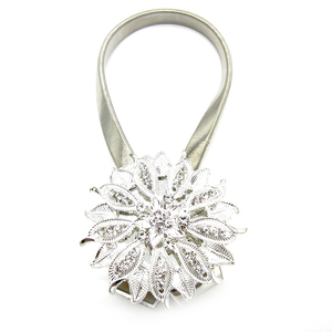 Zilveren Sprankelende Kristallen Bloemengordijn Magnetische Clips Metalen Gordijn Stropdas Achterkant Haak Gordijnhouder Ontwerp - Product Image 2