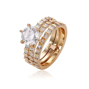 14696 Xuping heißer Verkauf Mode Diamant-Borderd Imitation Schmuck 18 Karat Gold Frauen bling bling Ehering