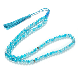 YS168 Desain Kustom Manik-manik Bulat Pernikahan Islam Rumbai Kalung Buatan Tangan Religius Biru Disesuaikan Ukuran Kristal, Berlian Imitasi