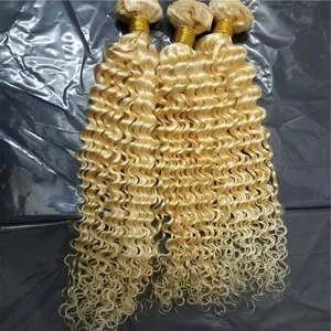 Letsfly 처녀 러시아 컬러 금발 머리 613 금발 브라질 딥 밍크 웨이브 젖은 인간의 머리카락 확장