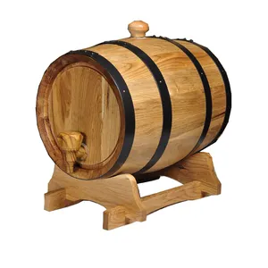 Tonneau à vin rouge en bois <span class=keywords><strong>de</strong></span> chêne massif 25l, Vintage, pour bière, cognac et whisky, vente en gros - Product Image 1