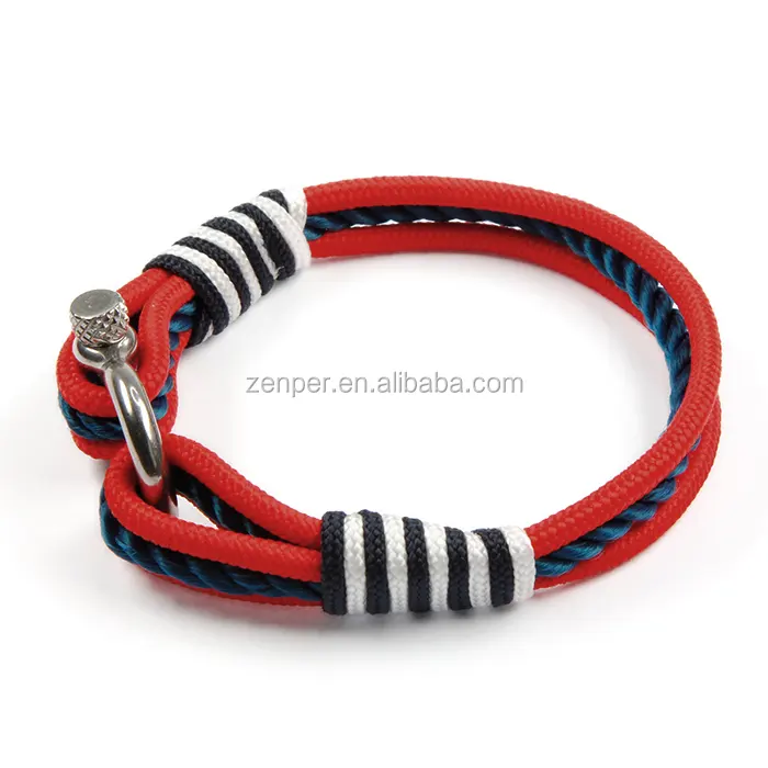 Unisex custom cross paracord Surfer Beach bracelet nautical rope bracelet with Shackle