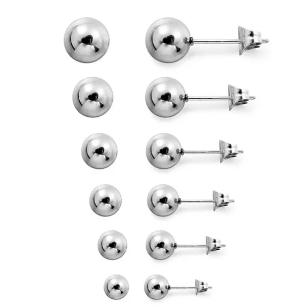 Fashion Perhiasan Anting-Anting Stainless Steel Round Ball Stud Anting-Anting 4-10Mm