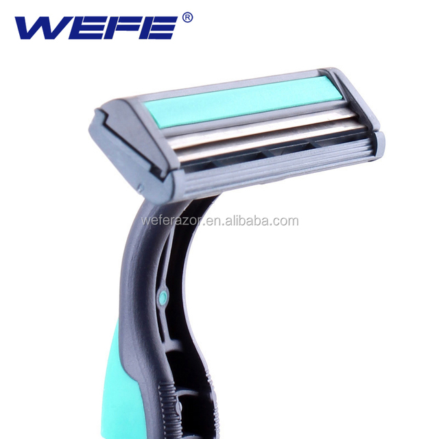 Disposable Wefe Brand Hotel Use Razor with Rubber Handle PS+TPR Twin Blade Lubricant Strip Face/Body/Bikini Shaving Men