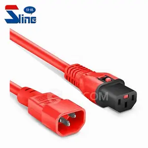 PDU Auto IEC C14 untuk Mengunci IEC 320 C13 Kabel Listrik Steker dengan Up Kunci Daya Listrik Kabel Memimpin Merah biru Kuning Warna Hijau