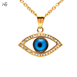 Vendita calda in acciaio inox gioielli in fusione di blue evil eye <span class=keywords><strong>collana</strong></span> per le donne - Product Image 1