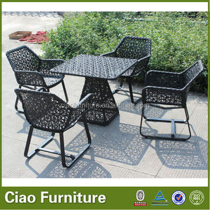 Ocio muebles de jardín de mimbre flor tejer mesa y silla - Product Image 1