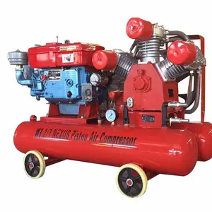 hot selling W3.2/7 Heavy Duty Diesel Movable Piston type Air Compressor for drilling machine