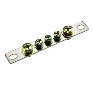 Single Row Straight 5 Position Zero Neutral Terminal Block Power Cable Connector Bar 2x15(WidthxThickness)