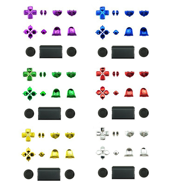 Chrome Button Set Mod Kit for PS4 Slim for Sony Playstation 4 Controller Repair Kits Buttons Replacement