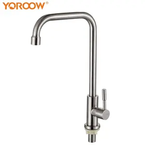 YOROOW Cold Water Tap Nickel Brushed Deck Mounted Kitchen Sink Faucet Good Quality Single Handle 304 Stainless Steel Brass G1/2