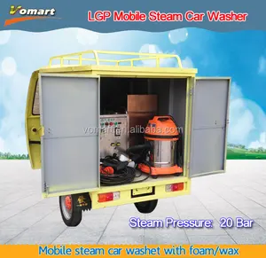 Lavado de coches de vapor móvil al aire libre con espuma/equipos de limpieza de tanques de agua de vapor de cera