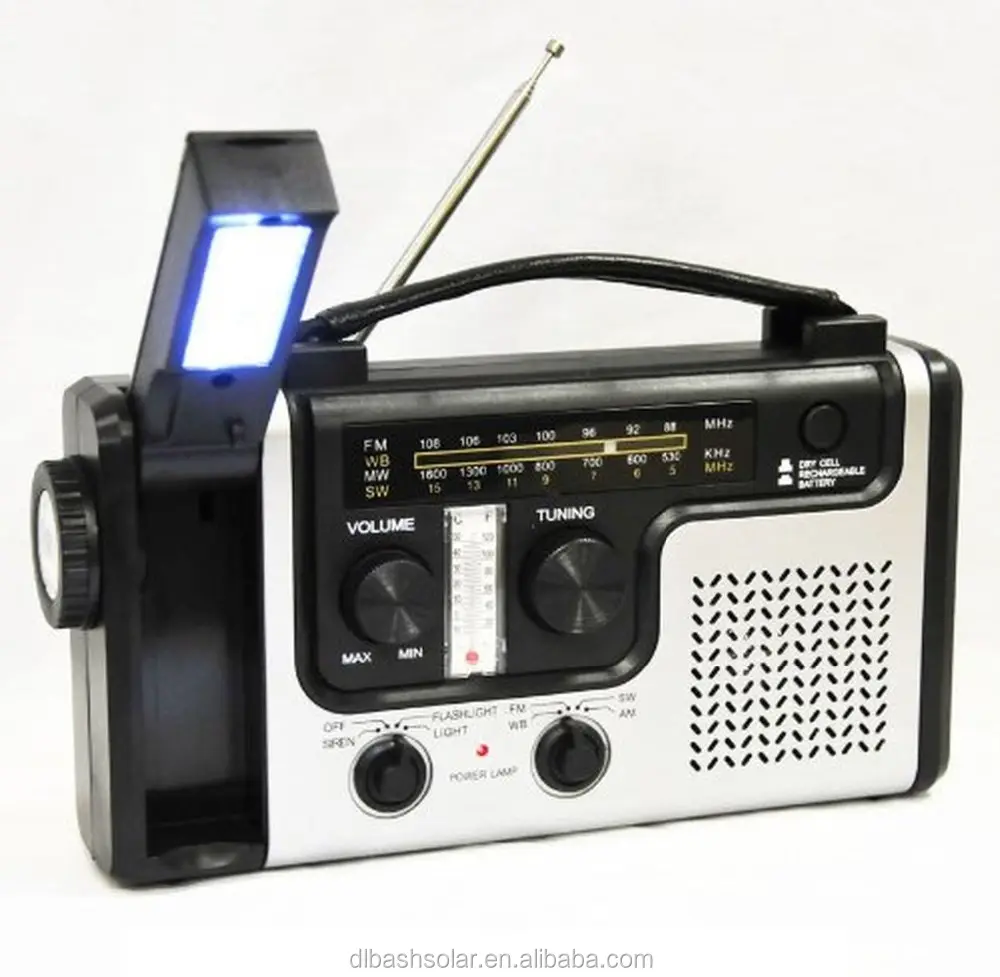 휴대용 AM/FM SW 날씨 라디오 태양/디나모 전원 손전등