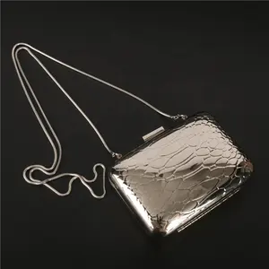 Wholesale Exquisite Simple Style Square Silver Mini Metal Clutch Even For Woman Lady