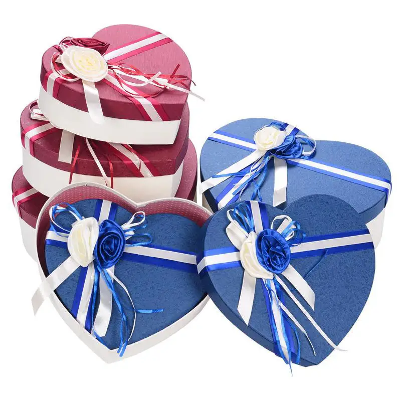 Meilleure vente cadeau Saint-Valentin chocolat fleur haut de gamme emballage en forme de coeur boîtes manuelles