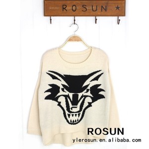 el último de los animales lobo de diseño en la parte frontal con manga larga <span class=keywords><strong>mujer</strong></span> jersey 2015 - Product Image 1