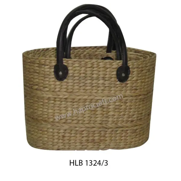 Vietnam Water hyacinth bags with handles, Handwoven natural bags with daily shopping (HLB 1324/3)