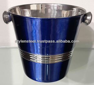 Cubo de hielo de acero inoxidable con enfriador de vino de champán de acero inoxidable popular Cubo de hielo acanalado con perilla - Product Image 4