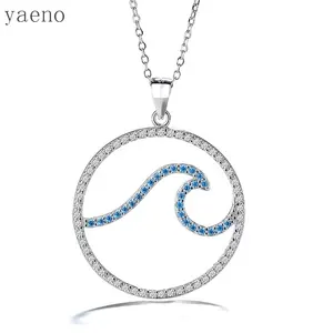 Hot Sale Ocean Beach Jewelry Accessory Shine 925 Silver Sea Wave Surf Necklace