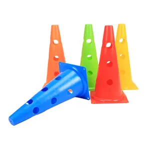 Cones de treinamento para futebol e futebol, equipamento premium de agilidade de velocidade flexível e durável com furo