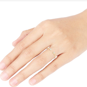 Simple Design Minimalist Adjustable <strong>Two</strong> <strong>Stones</strong> Cuff Stacking <strong>Rings</strong> in 925 Sterling Silver 14K Gold Plated Jewelry for Women - Product Image 3