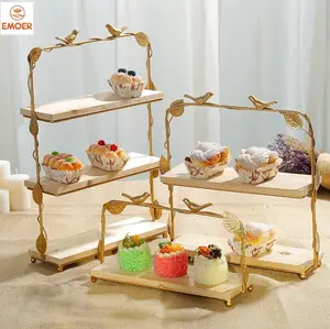 Equipamento de banquete decorativo, garrafa de metal e madeira com suporte de cupcake para casamento