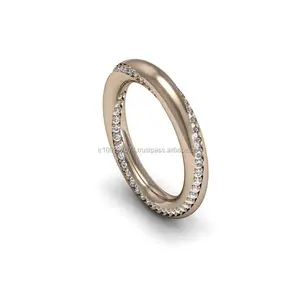 Rose Gold P. 925K Sterling <b>Silver</b> <b>Wedding</b> <b>Band</b> Eternity Engagement 360 Ring - Product Image 1