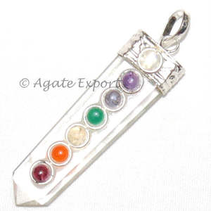Pierres de cristal de guérison naturelles pendentifs classiques plaqués or à sept chakras produit Feng Shui à 7 chakras - Product Image 1