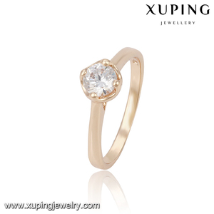 13808 Xuping 18K color oro clásico anillo de <span class=keywords><strong>compromiso</strong></span> con <span class=keywords><strong>solitario</strong></span> blanco para damas - Product Image 1
