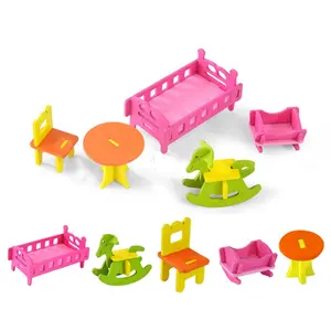 Jouets miniatures pour enfants, chaise en bois, mobilier Miniature, jeu de rôle de maternelle, faire semblant de famille, bricolage