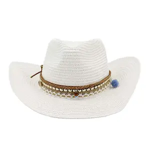 Fashion Straw Embroidered White American Australian Party Boys Girls Safety Cowboy Hat