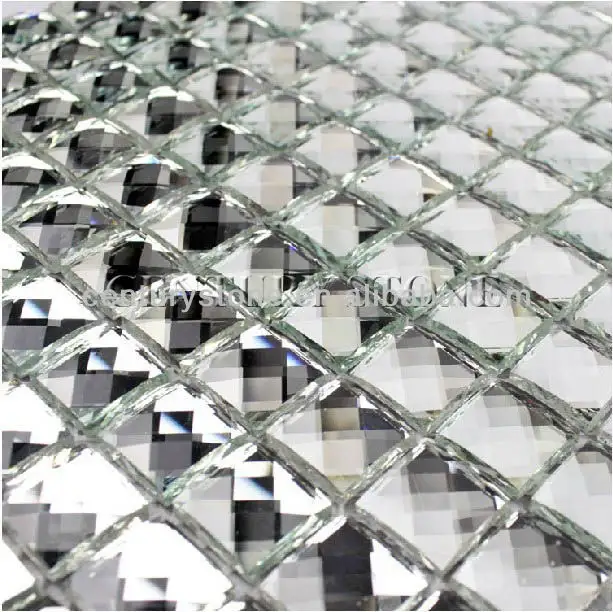 Diamond Mosaic 13 Facet Silver Mirror Glass Tiles