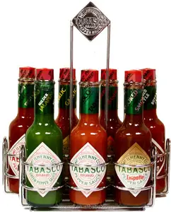 Tabasco Caddy cromado con 7 sabores familiares