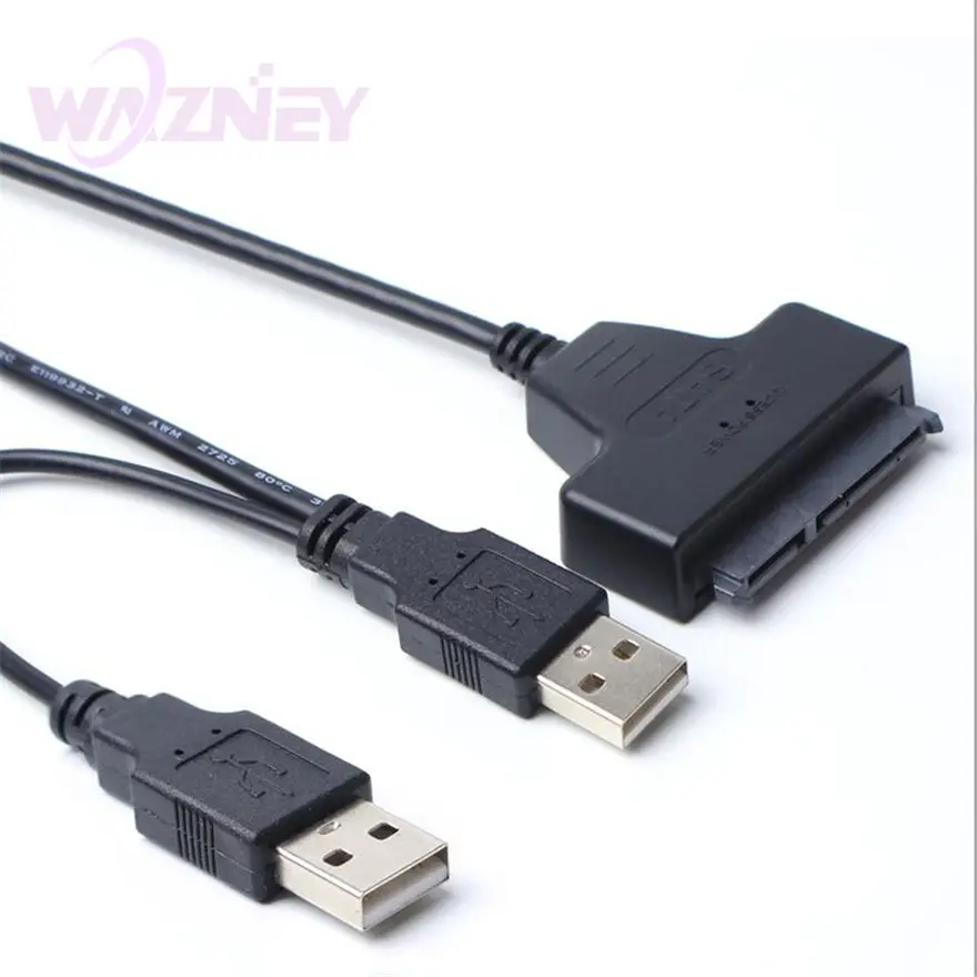 USB 2.0 To SATA 7+15 Pin 22 Pin connector Adapter Cable for 2.5" inch Hard Disk Drive HDD Dual USB2.0 USB 2.0 to SATA 22Pin