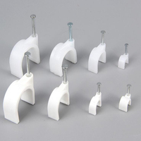 5 pièces de bornes de câbles électriques, Clips ronds en plastique blanc, avec clou en acier