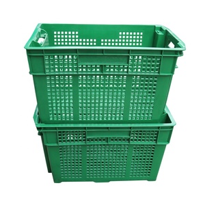 QS Heavy Duty Nest <strong>Stackable</strong> Storage Container Crate Wholesale Durable Mesh Supermarket Plastic <strong>Basket</strong> for Vegetable Fresh Fruit - Product Image 5