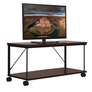 VASAGLE latest design outdoor corner floor TV display table, modern mdf wooden lcd tv stand with wheels