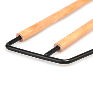 Cintres métalliques personnalisés à <span class=keywords><strong>2</strong></span> niveaux, à extrémités ouvertes, gain de place, pour pantalons et jeans, avec barre en bois, accessoires pour armoire - Product Image 5