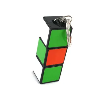 Portable 1 LED mini Rubik's Cube Keychain Flashlight Key Ring Torch Flashlight with Hook for Outdoor Emergency Lighting