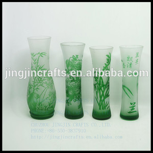 Sola flor florero de <span class=keywords><strong>cristal</strong></span>/<span class=keywords><strong>rojo</strong></span> superposición verde en forma de jarrón de <span class=keywords><strong>cristal</strong></span> - Product Image 1