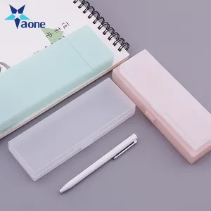 Funny custom simple transparent plastic pencil case pencil boxes storage box Learning stationery for kids