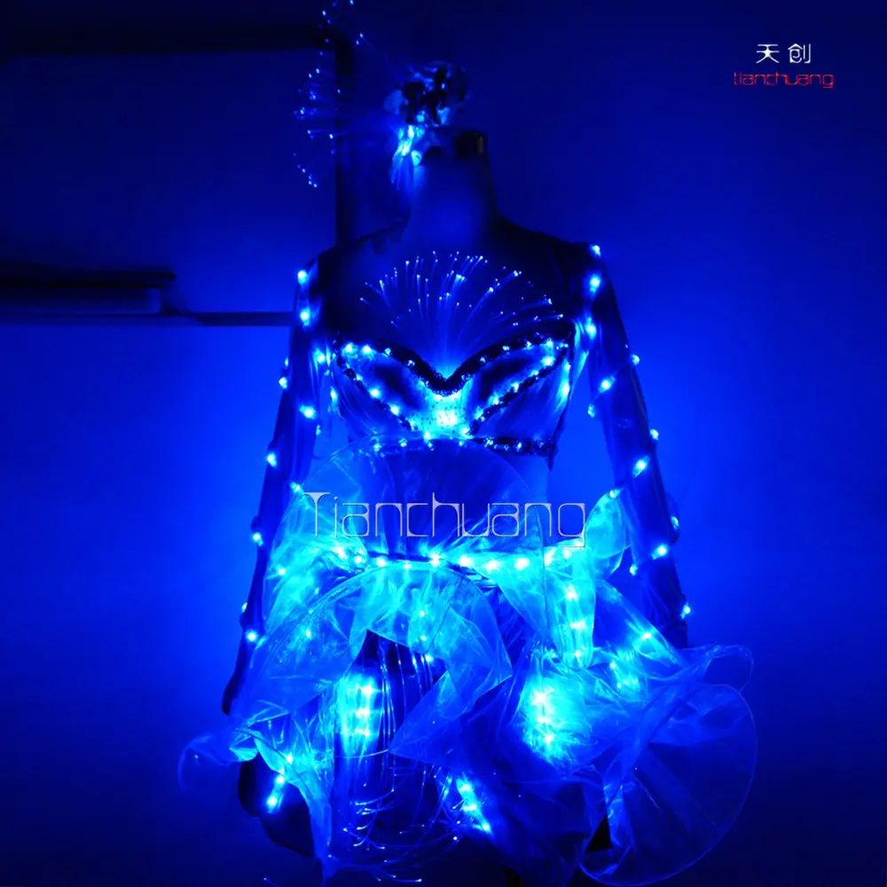 Điều Khiển Từ Xa Flash Fiber Optic Dress, Ấn Độ Trang Phục Múa Bụng, Trang Phục Múa Bụng Chuyên Nghiệp